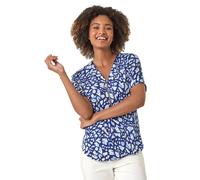 Abstract Print Zip Front Stretch Top Roman Navy 18