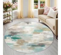 Abstract Prints Round Area Rug for Indoor 120 cm, Minimalist Chic Low-Pile Washable Round Rugs, Non-Slip Circle Rugs for Teens Boys Girls Bedroom, Multicoloured
