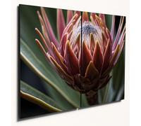 Abstract Protea Flower Close-Up Printed Wooden Wall Art Set, 2 A4 MDF Panels Canvas Alternative 40 x 30cm