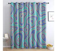 Abstract Psychedelic Blackout Curtains for Bedroom living Room, 70s Retro Hippie Curtains 46 x 54, 54 Inch Drop Curtains 2 Panels Set, Thermal Eyelet Drapes Decorative Patterned Window Treatments