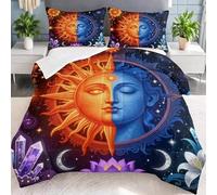 Abstract Psychedelic King Duvet Sun And Moon King Quilt 7.5 Tog Lightweight Soft Comforter Set, All Seasons Reversible Coverless Microfiber Duvet with 2 Pillowcases Machine Washable T1187