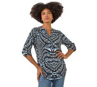 Abstract Puff Print Stretch Top Roman Blue 10