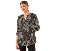 Abstract Puff Print Stretch Top Roman Brown 18