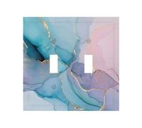 Abstract Purple Blue Marble Pattern Double Toggle Wall Plate Switch Decorative Panel Electrical Socket Plate Suitable For Bathroom Kitchen Living Room Bedroom