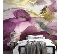 Abstract Purple Gold Doodle Art Line 3D Wallpaper Silky Texture Home Study Office Grey Dining Room Sofa Bedroom Living Room TV Backdrop-150cm×105cm