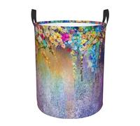 Abstract Purple Weeping Flower Circular single-layer laundry basket, fit for multi-functional storage in dormitories/bedrooms