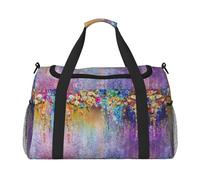 Abstract Purple Weeping Flower Full Print Travel Duffle Bag with Adjustable Shoulder Strap,Large Capacity Twill Polyester Crossbody Bag for Gym,Weekend Trips Outdoor Activities