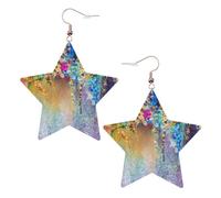 Abstract Purple Weeping Flower Printed Leather Pierced Earring Set, 1 Pair Lightweight Bohemian Earrings Birthday Party Jewelry Gifts For Women