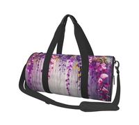 Abstract Purple Weeping Flower Printed Round Travel Duffel Bag Large Overnight Weekend Bags for Hiking, Vacations, Gym, Sports
