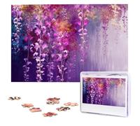 Abstract Purple Weeping Flower Puzzles from Photos 1000 Pieces Personalized Wooden Puzzle Challenging Jigsaw Puzzles for Adults Custom Picture Puzzle Gifts for Family Wedding Friend
