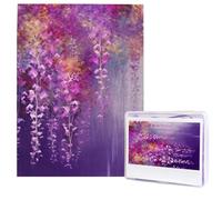 Abstract Purple Weeping Flower Puzzles from Photos 500 Pieces Personalized Wooden Puzzle Challenging Jigsaw Puzzles for Adults Custom Picture Puzzle Gifts for Family Wedding Friend