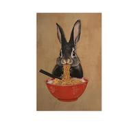 Abstract Rabbit Eating Ramen Kitchen Poster Canvas Poster Bedroom Decor Landscape Office Room Decor Gift 12x18inch(30x45cm)