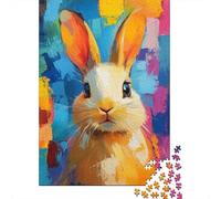 Abstract Rabbit Painting Art Jigsaw Puzzles Puzzles for Adults Kids. 1000 Pieces Impossible Challenge Toy Educational Game Home Decoration for Adults& Kids Age 14 Years Up 38x26cm/1000pcs