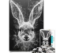 Abstract Rabbit Portrait Themed Wooden Jigsaw Puzzle for Adults, 1000 PCS | Piece-by-piece progress - an activity that can be paused and resumed at your own pace.