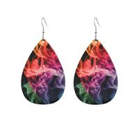 Abstract Rainbow Colorful Smoke Leather Earring Lightweight Leather Earrings Creative Earring For Accessories Beach Mother'S Day