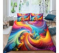 Abstract Rainbow Duvet Cover Set 3D Bedding Sets Microfibre Quilt Cover with Zipper Closure 3 Piece Set Comforter Cover King（220x240cm）