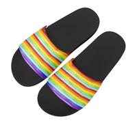 Abstract Rainbow Novelty Sunflowers Pattern Slide Sandals for Women Girls, Comfotable Open Toe Non Slip Single Band Slide Sandals