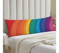 Abstract Rainbow Stripes Body Pillow Cover with Hidden Zipper 20x54 Full Long Pillowcase for Couch Sofa Decor Breathable Bed Shams Boho Oversized Lumbar Pillow Covers for All Seasons