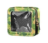 Abstract Rainbow Stripes Cute Clear Makeup Bag for Purse for Women Portable Cosmetic Organizer Toiletry with Zipper, Military Camouflage Pattern Safari, One Size