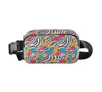 Abstract Rainbow Stripes Men Women Cute Waist Bag Fanny Pack for Travel Vacation Running, Tiger Zebra Animal Print, One Size