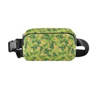 Abstract Rainbow Stripes Mini Waist Pack Crossbody Bag with Adjustable Strap for Travel Shopping Running, Military Camo Pattern Forest, One Size