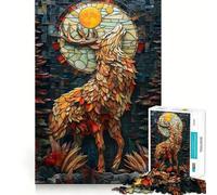 Abstract Raising Deer 1000 Piece Jigsaw Puzzles for Teenagers Jigsaw Skill Play Firm Edge Home Fun Santa Gift (50x75cm)