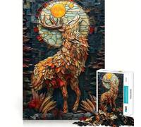 Abstract Raising Deer Jigsaw Puzzles for Adults 1000 Pieces Unwind Game Firm Edge Playful Challenge Wall Display (38x26cm)