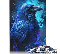 Abstract Raven Blue Flames Puzzle for Adults 1000 Pieces Puzzle for Adults Educational Game for Adult Teenagers 1000pcs (75x50cm)