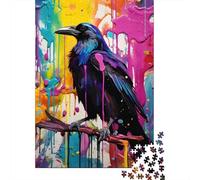 Abstract Raven Deco 1000-Piece Puzzle for Adults, 70x50cm/1000pcs, Easy to Revisit Throughout The Week; White Card Pieces for Tidy Handling