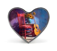 Abstract Red Chair Guitar And Sunflowers Cute Button Pins Heart Badge Cool Personalised Pattern Brooches for Bag Hat