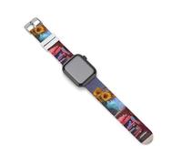 Abstract Red Chair Guitar And Sunflowers Sports Silicone Watch Band Quick Release Waterproof Replacement Strap Compatible with IWatch 42mm/44mm
