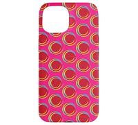 Abstract Red Colored Dot w/Swirl Border - Personal Merch Case for iPhone 15