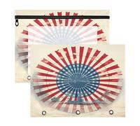 Abstract Red Dart Art 3 Ring Binder Clear Binders Pencil Pouches Bags Case(2 Pack)