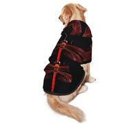 Abstract Red Dragonfly Dog Hoodie for Medium Large Dogs, Warm Soft Pet Sweatshirt, Easy to Wear Jumper Clothes