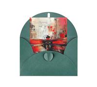 Abstract Red Dragonfly Print Adorable Blank Cards& Envelopes,Unique Designs Perfect for Festivals, Invitations