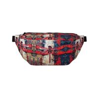 Abstract Red Dragonfly Print Fashionable Waist Bag - Sling Bag with Zipper Pockets, Large Capacity Crossbody Chest Bum Bag