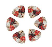 Abstract Red Dragonfly Print Guitar and Ukulele Picks For Music Lovers 12 PCS Mixed Gauges(0.46/0.71/0.96mm)