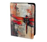 Abstract Red Dragonfly print Passport Cover, Passport Holder Cover Wallet Passport Wallet Case for Cards and Documents