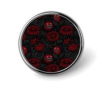 Abstract Red Flower Print Enamel Pins for Backpack - Cute Jacket Coat Hat Bags Badge Pins, Funny Unique Novelty Button Pin Women Men Fashion Jewelry Accessories