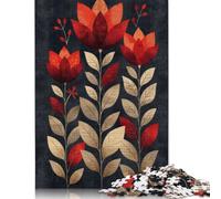 Abstract Red Flowers 1000 Piece Puzzle for Adults Jigsaw Family Toys Gifts for Girls Boys Eco Friendly Wooden Puzzle 1000pcs (75x50cm)