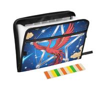 Abstract Red Phoenix Star Blue Sky File Folder with Pockets 13 Pockets A4 Letter Size with Zipper Closure for Business Organizer Folder para guardar documentos
