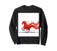 Abstract Red Smoke Horse Dynamic Equine Art Sweatshirt