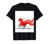 Abstract Red Smoke Horse Dynamic Equine Art T-Shirt
