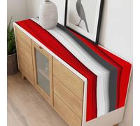 Abstract Red Table Runner 13x108 inch Gray Gradient Ocean Waves Geometric Modern Cotton Linen Dining Table Runner Ideal for Dresser Kitchen Coffee Tables - Machine Washable