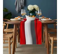 Abstract Red Table Runner 13x60 inch Gray Gradient Ocean Waves Geometric Modern Cotton Linen Dining Table Runner Ideal for Dresser Kitchen Coffee Tables - Machine Washable