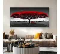 Abstract Red Tree Oil Painting, Print On Canvas Art Prints, Posters And Prints Landscape Wall Art Pictures, Home Wall Decor 40x80cm Frameless