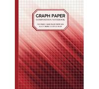 Abstract Red & White - Graph Paper Composition Notebook, Large 8.5 x 11 inches, 100 pages: 4x4 Quad Ruled Paper for Math, Science, Chemistry, Accounting