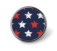 Abstract Red White Stars on Navy Blue American Flag Round Brooch Pin, Unisex Smooth Surface Lapel Tie Pin, Lightweight Badge Jewelry Crafts Decor for Costume Accessory Men Women