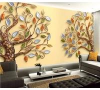Abstract Relief Art Big Tree Colourful Leaves 3D Wallpaper Textured Silk Easy Install Living Room Sofa Bedroom Dining Room Home Decoration Wall-250cm×170cm