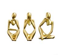 Abstract Resin Figurine for Modern Home Decor, Nordic Style Creative Left Right Thinking Statue, Gold Finish Ornament for Living Room Shelf Tabletop Display(Gold set)